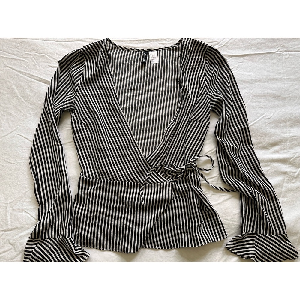 H&M striped wrap blouse, size 2